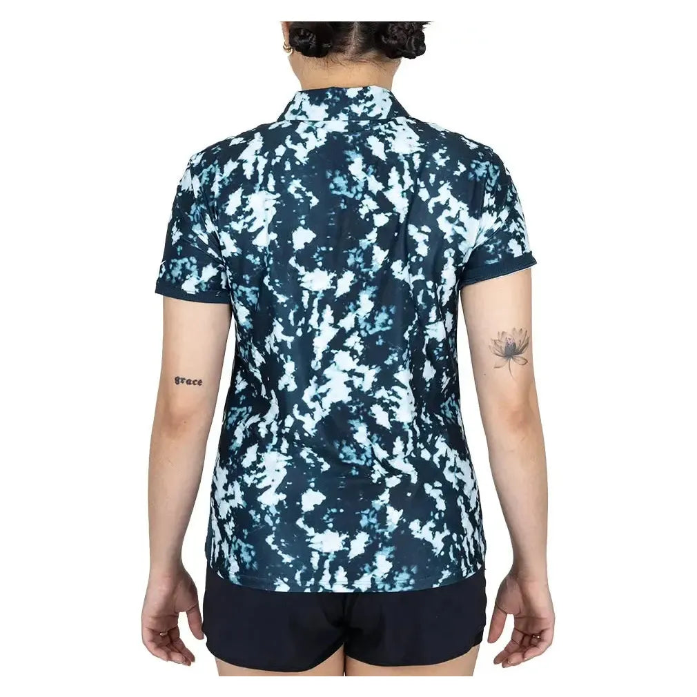 Women's Dri-FIT Victory Short Sleeve Print Tennis Polo Armory Navy and White