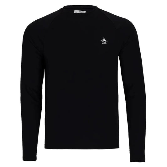 Men's Solid Performance Long Sleeve Tennis Raglan Caviar-Apparel-Penguin-101587-DEFAULT-L-Tennis Express