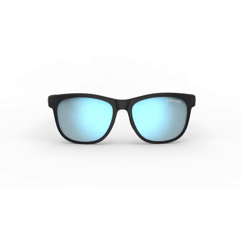 Swank Sunglasses Satin Black with Smoke Bright Blue Lenses