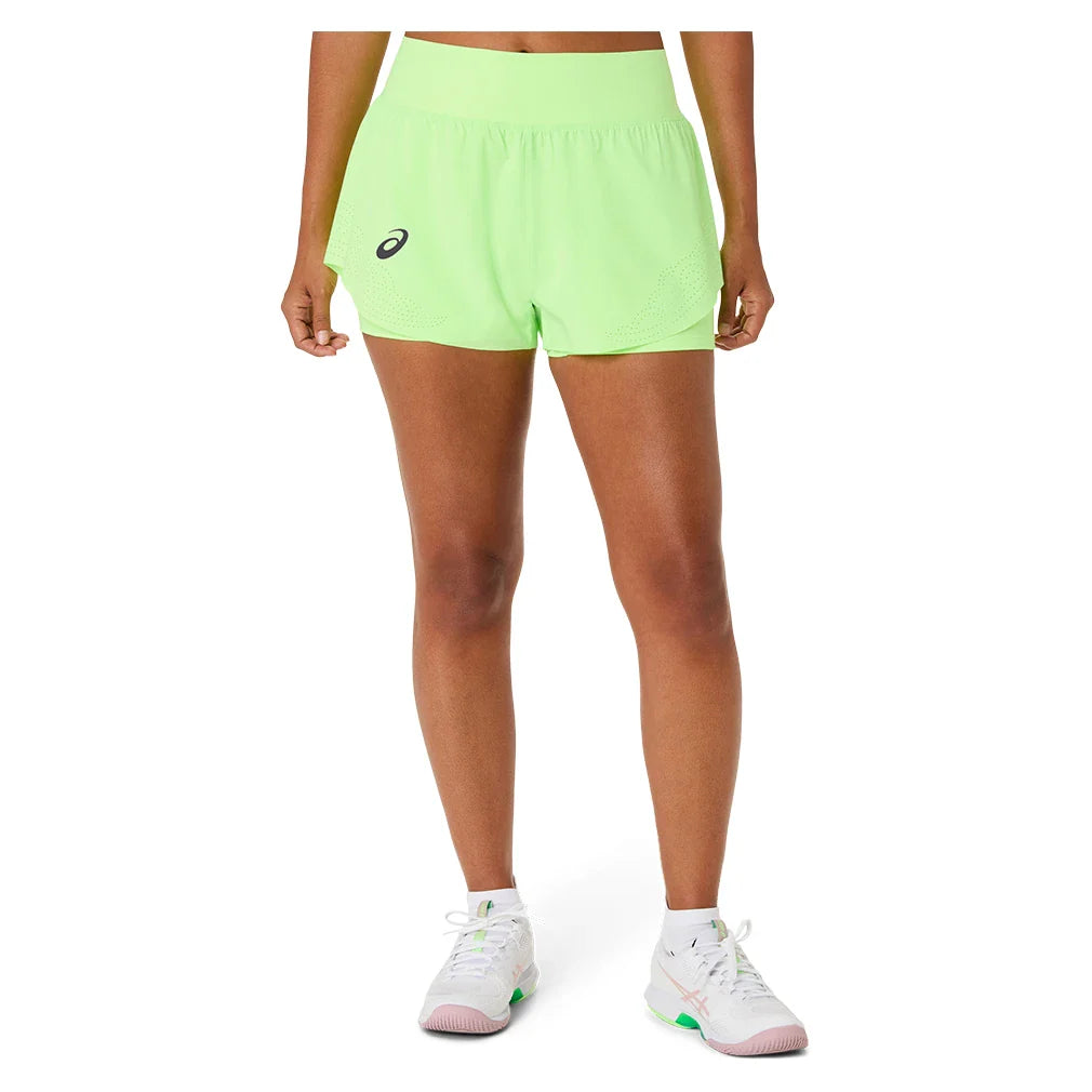 Women's Match Laser Cut Tennis Short Illuminate Green