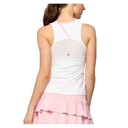 Women's Peek Tennis Tank White and Carnation