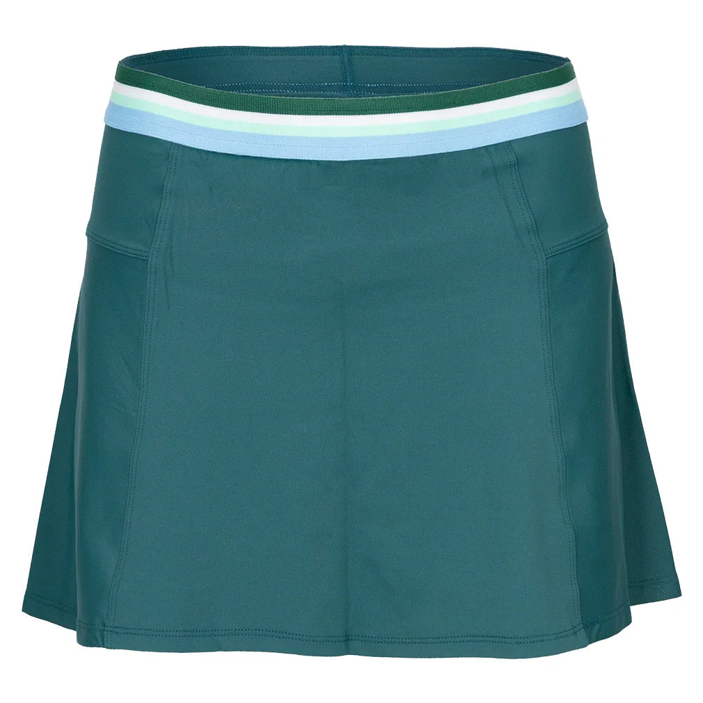 Women's 13 Inch Step Tennis Skort Everglade and Multicolor