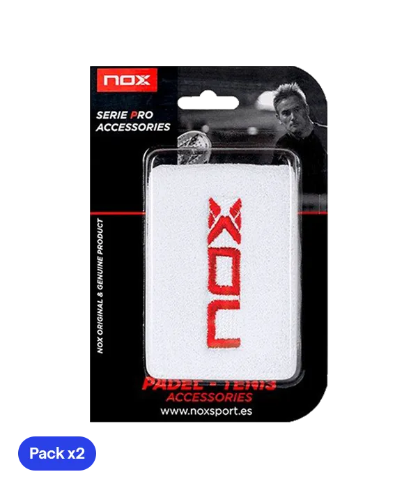 Wristband NOX Blanco/Rojo (Pack x2)