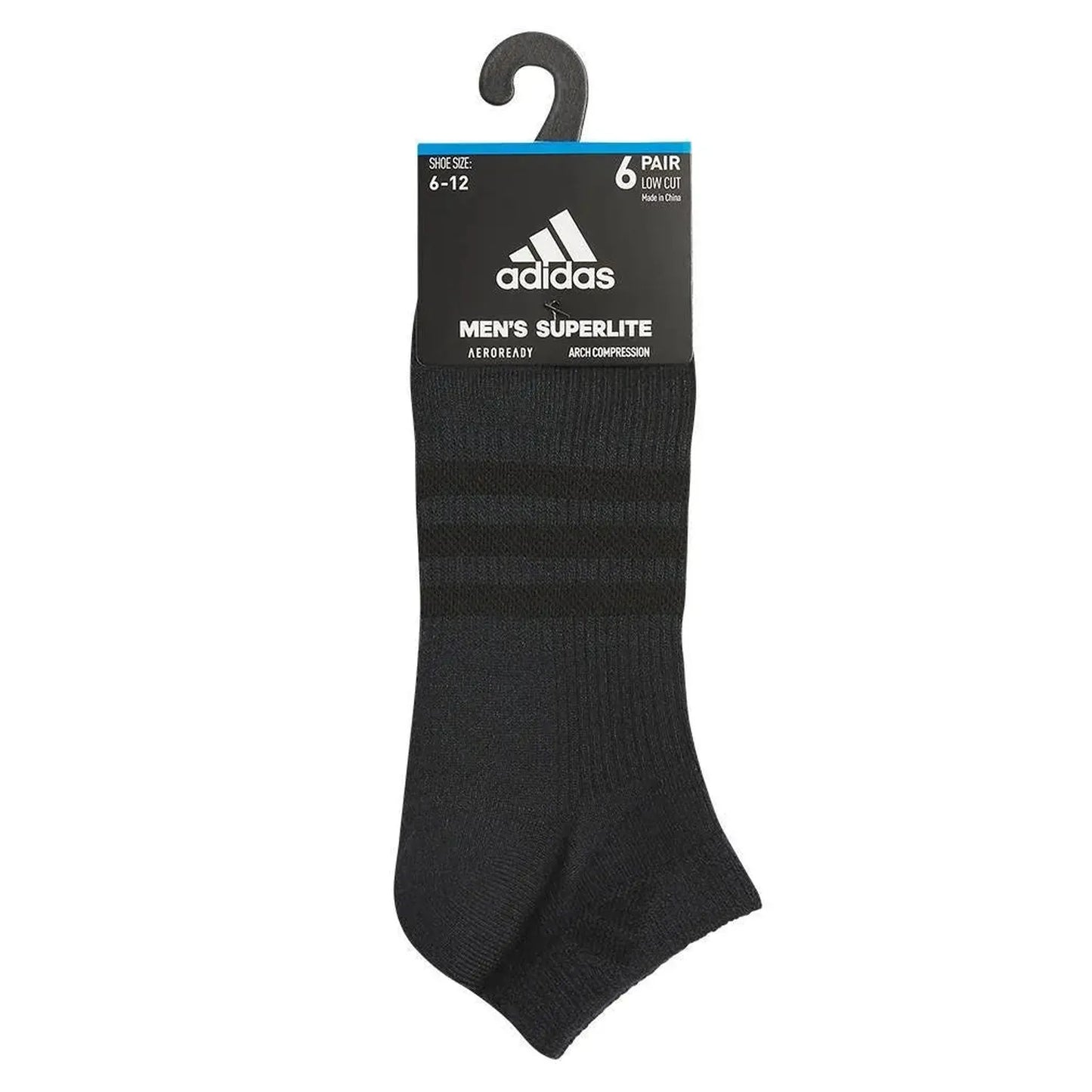 Men's Superlite 3.0 6 Pack Low Cut Tennis Socks Black and Night Grey