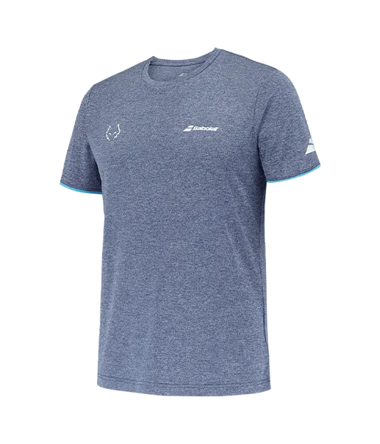 Camiseta Babolat Crew Azul Logo White 2025 J. Lebrón