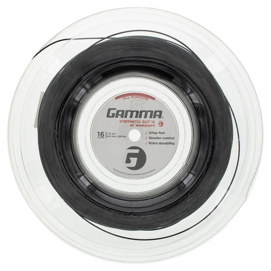 Synthetic Gut with Wearguard 16G Tennis String Reel-Strings-Gamma-84021-BLACK-L-Tennis Express