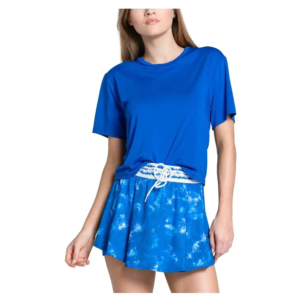 Women's High Waist Shibori Stripe 13.5 Inch Tennis Skort Royal
