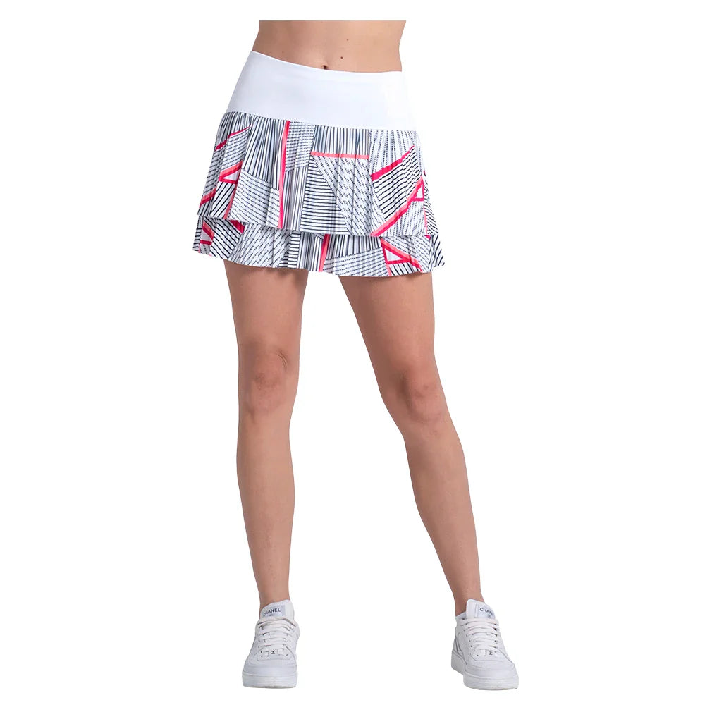 Women's Geo Glow Pleated Tennis Skort White