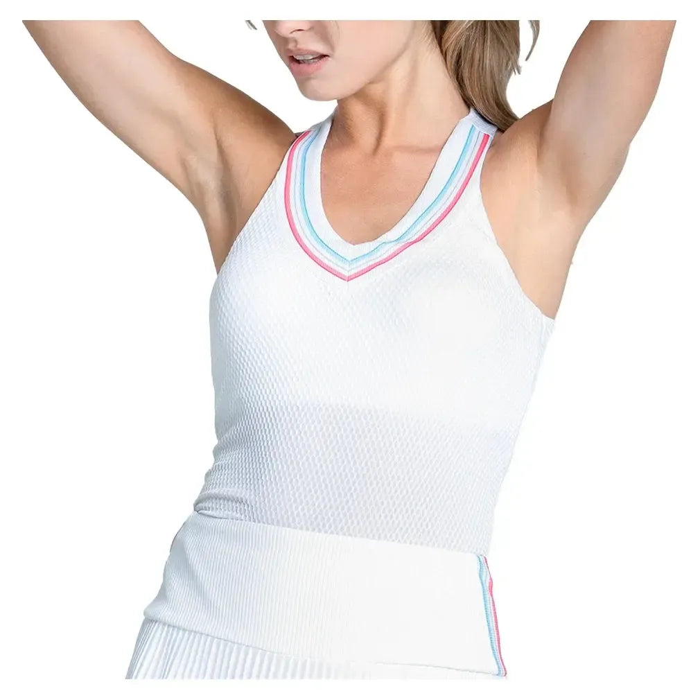 Women's Retro Revival Tennis Tank with Bra White