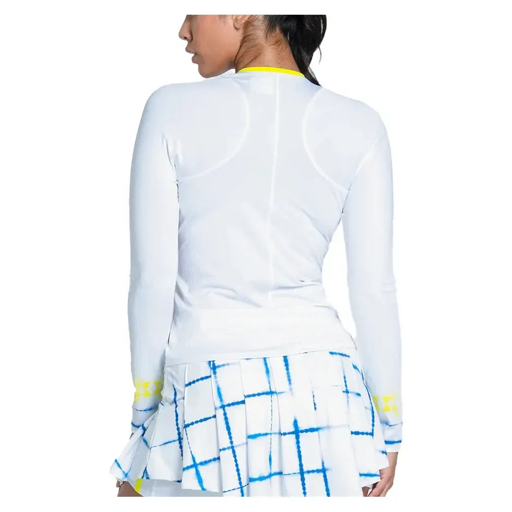 Women's Shibori Wave Long Sleeve Tennis Top White