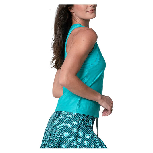 Women's High Neck Action Tennis Tank with Bra Aquamarine