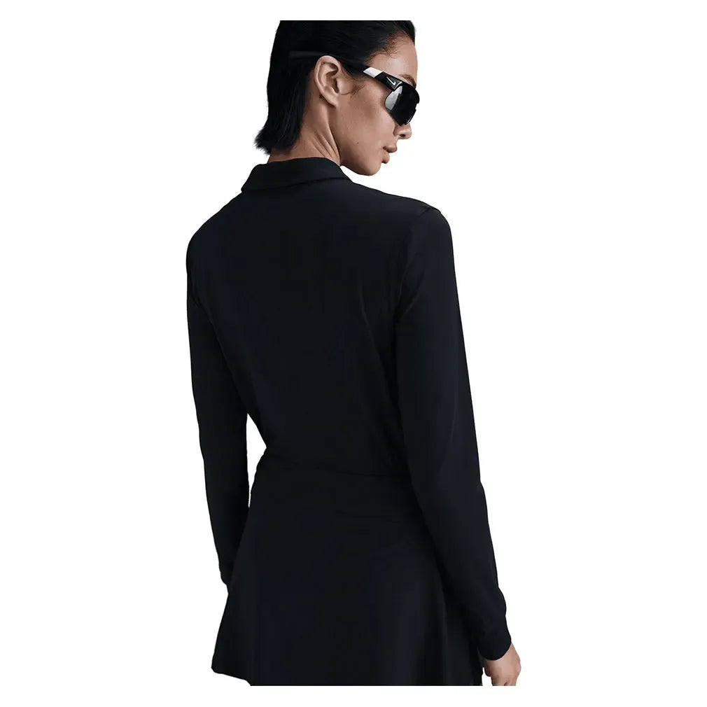 Women's Dri-FIT Victory Long-Sleeve Tennis Polo Black and White