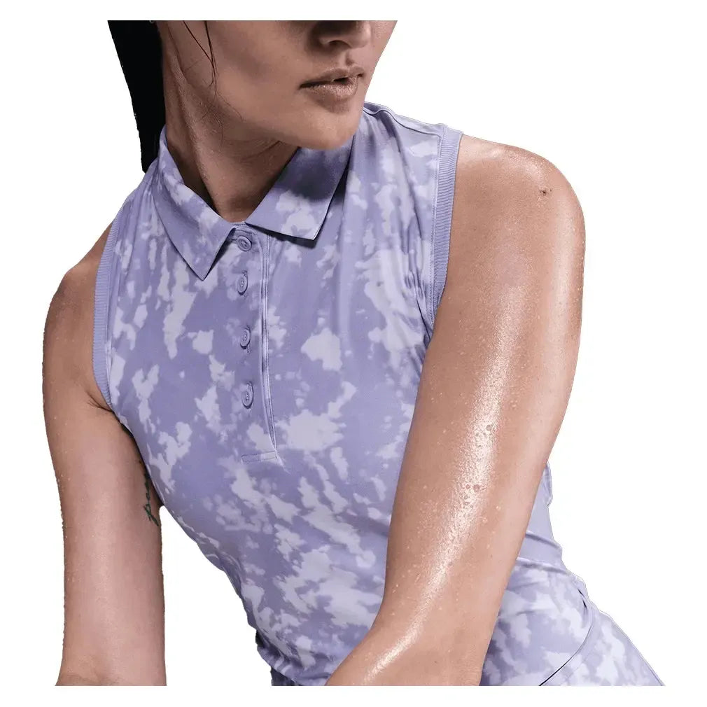 Women's Dri-FIT Victory Sleeveless Print Tennis Polo Lilac Ice and White