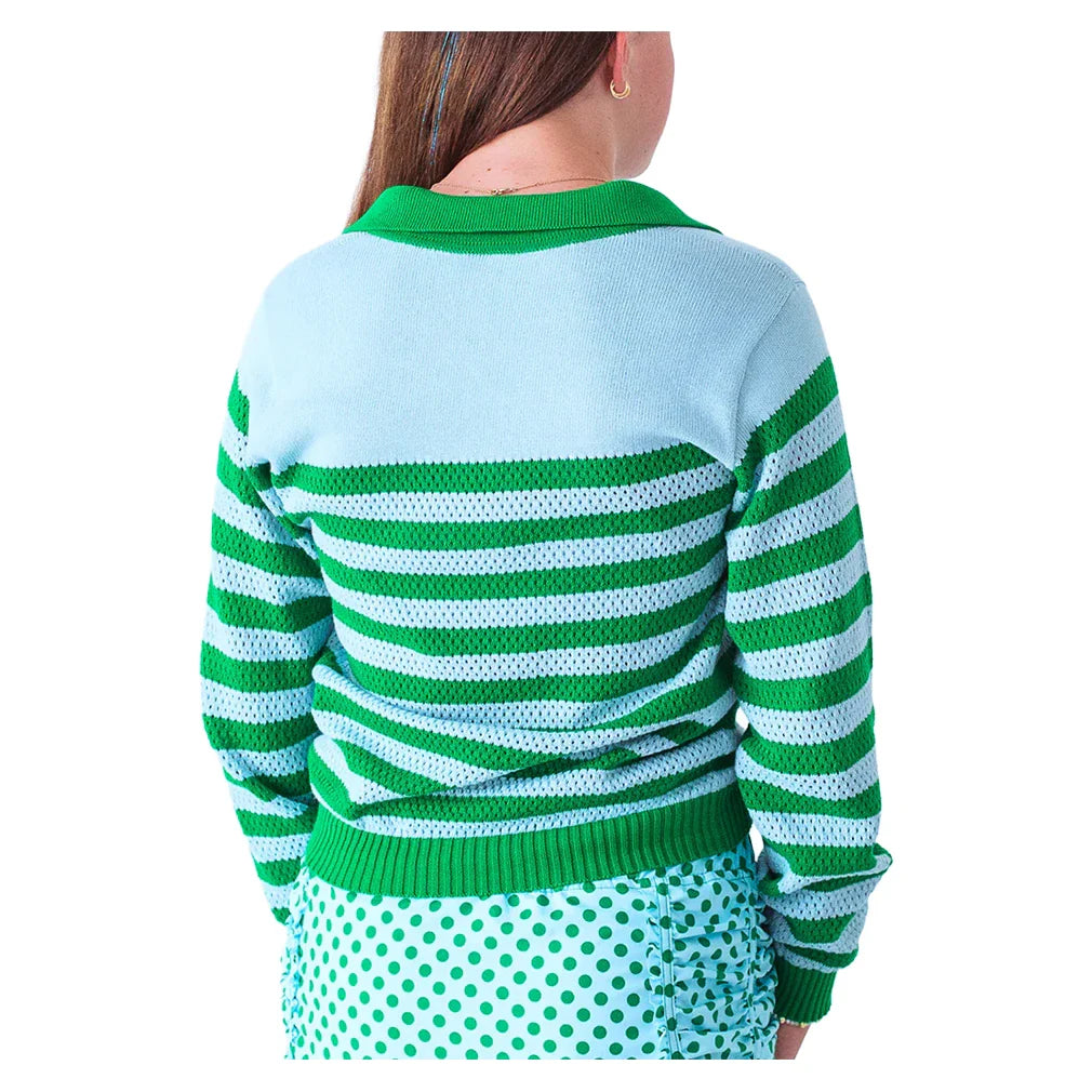 Women's Haley Tennis Sweater Green and Light Blue