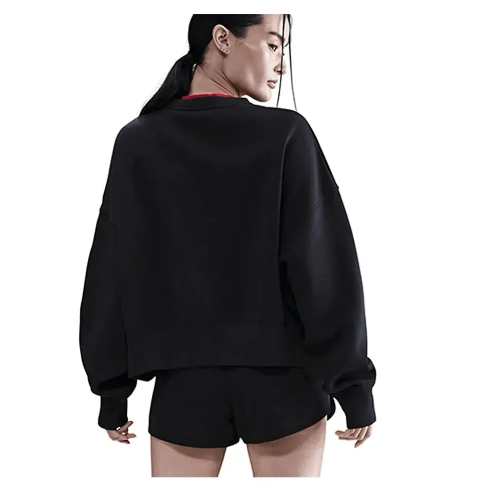 Women's Court Heritage Phoenix Fleece Oversized Long Sleeve Tennis Crew Black