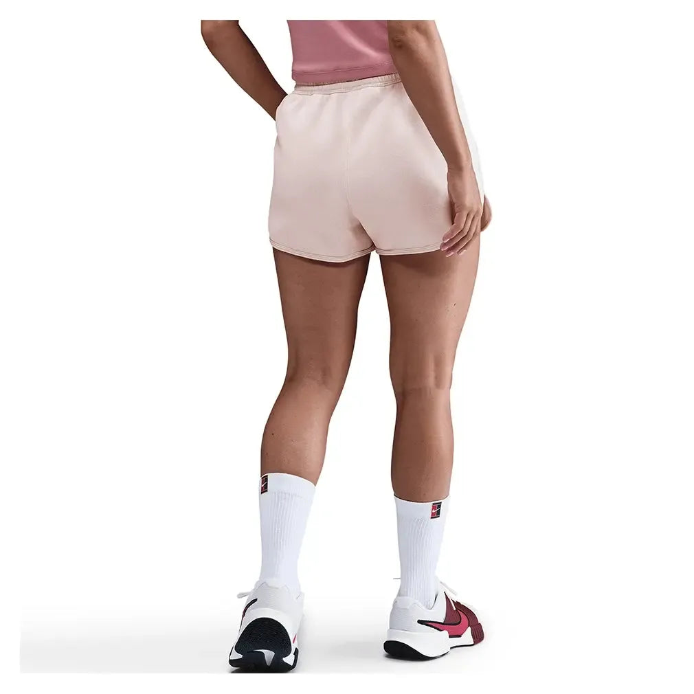 Women's Court Heritage Mid-Rise Fleece Tennis Shorts Silt Red