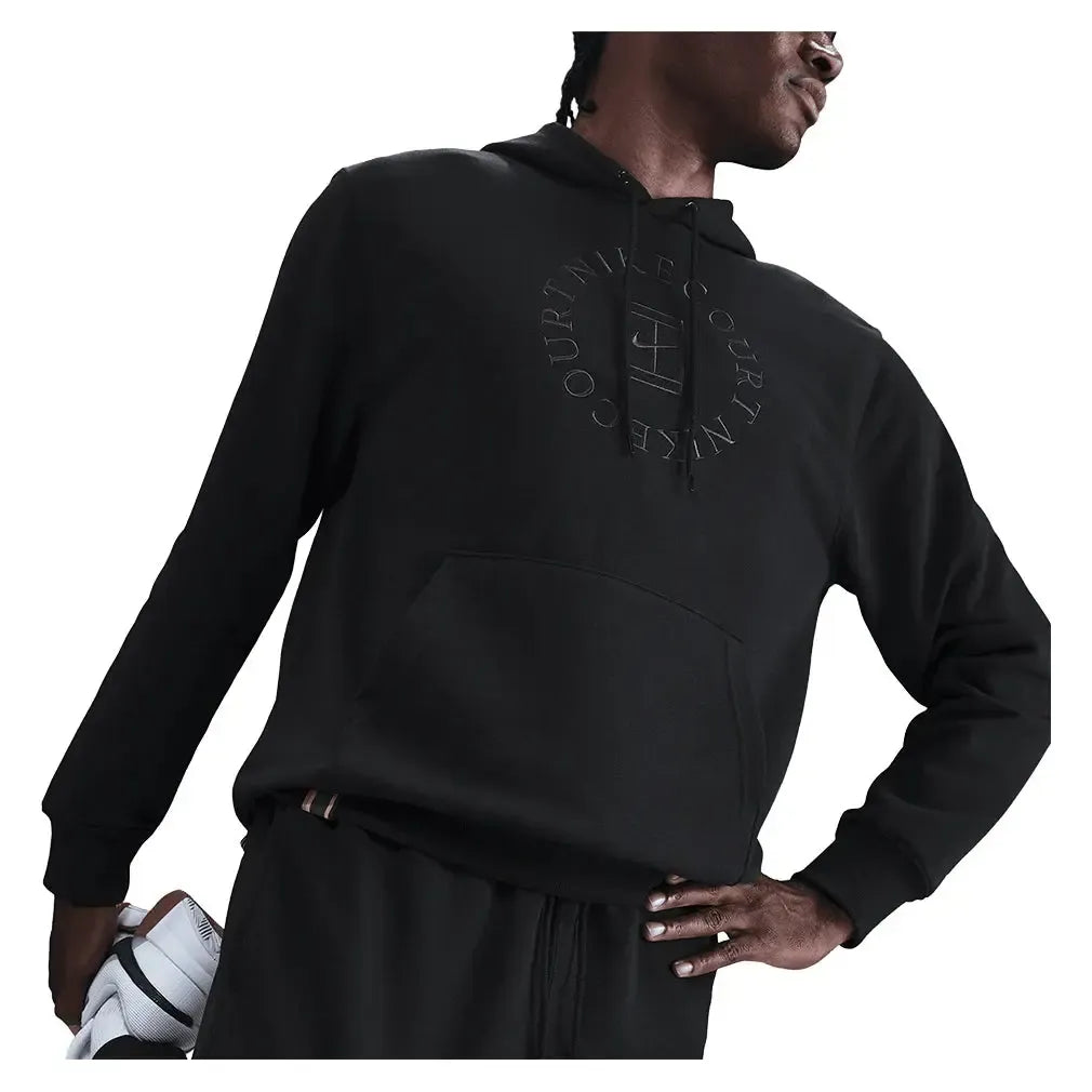 Men's Court Dri-FIT Heritage Fleece Pullover Tennis Hoodie Black and Anthracite