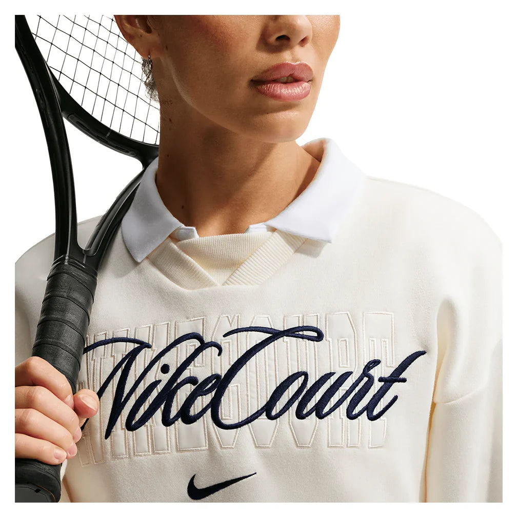 Women's Court Collection French Terry Tennis Crew Sail and Midnight Navy