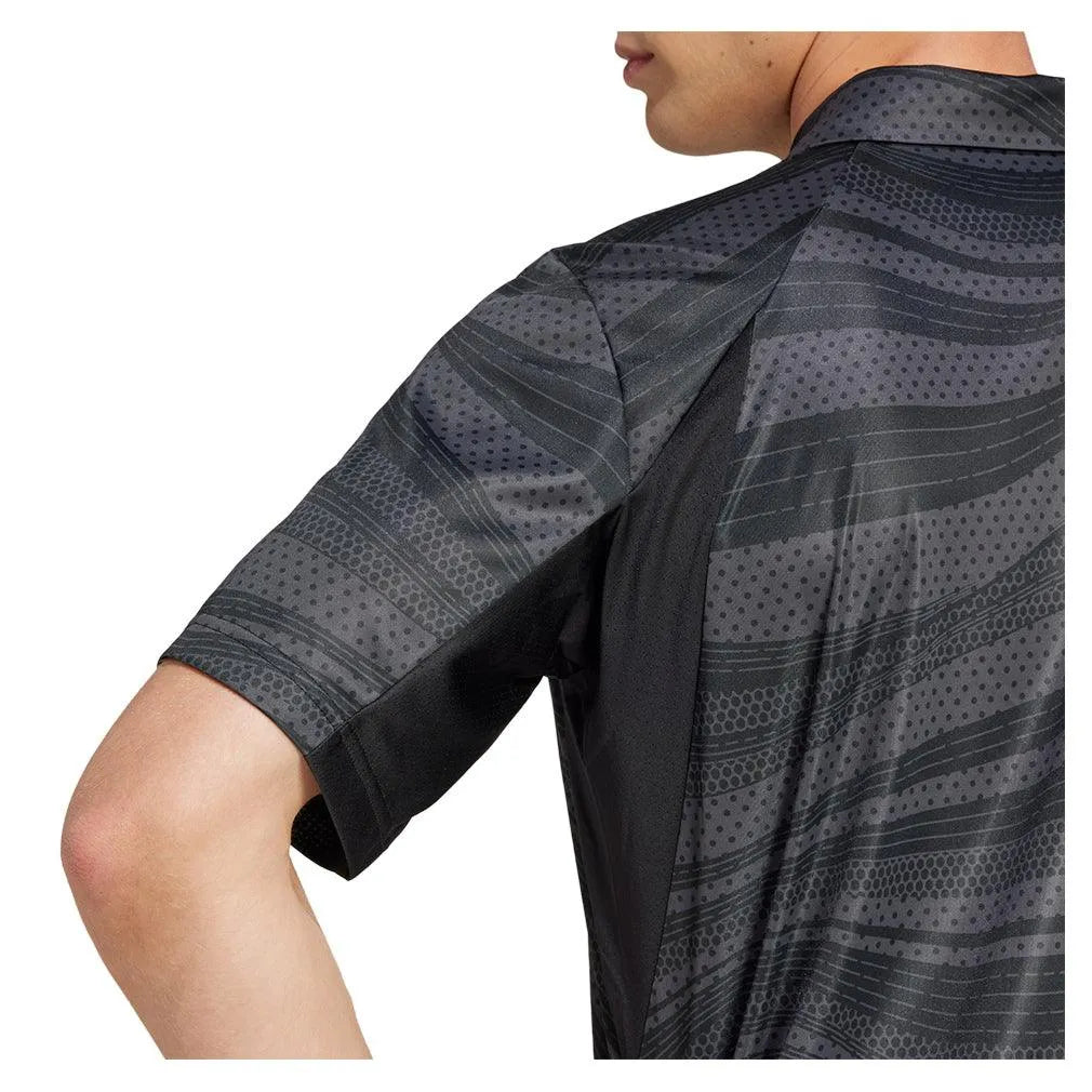 Men's Club Graphic Tennis Polo Black and Carbon