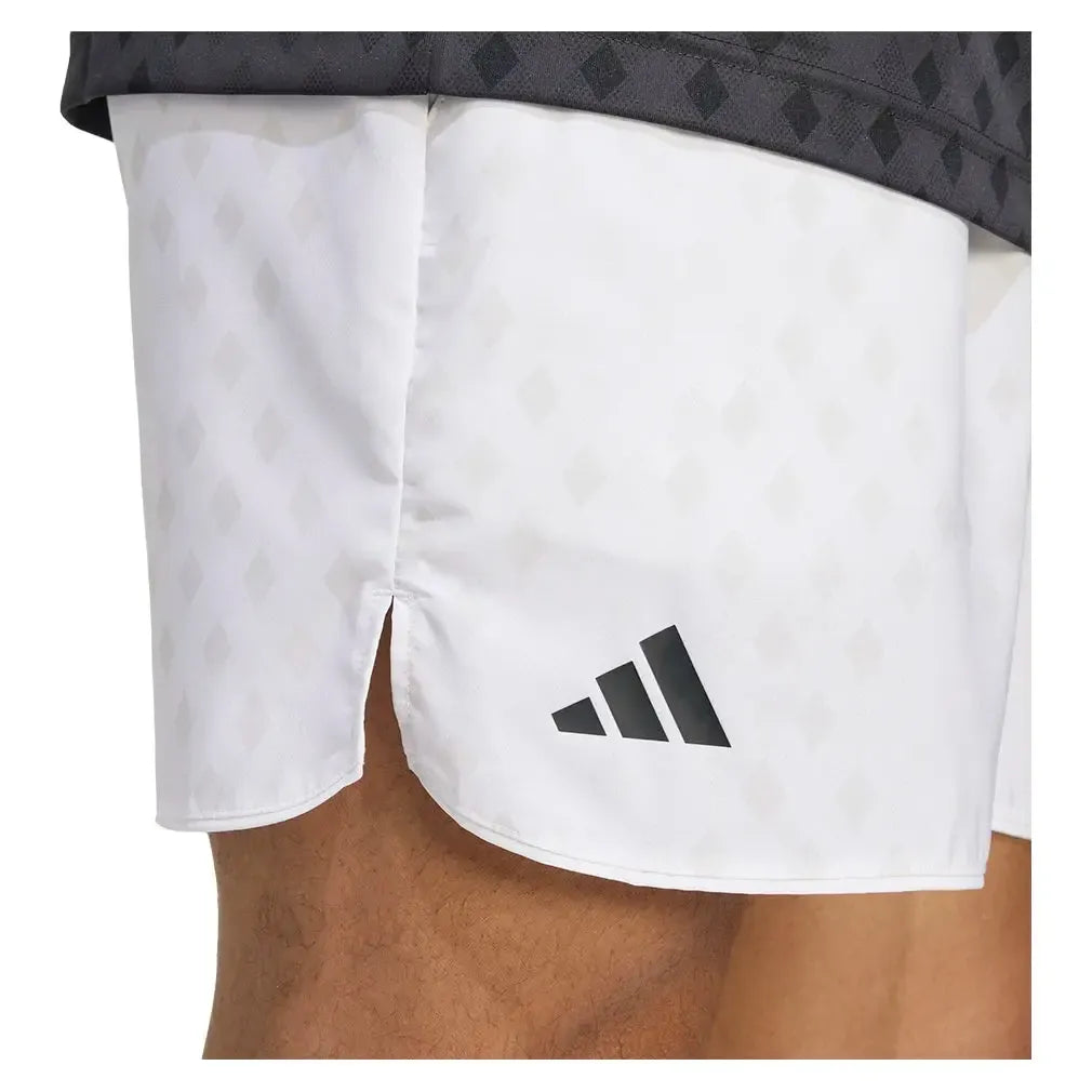 Men's Club Graphic 7 Inch Tennis Short White and Dash Grey