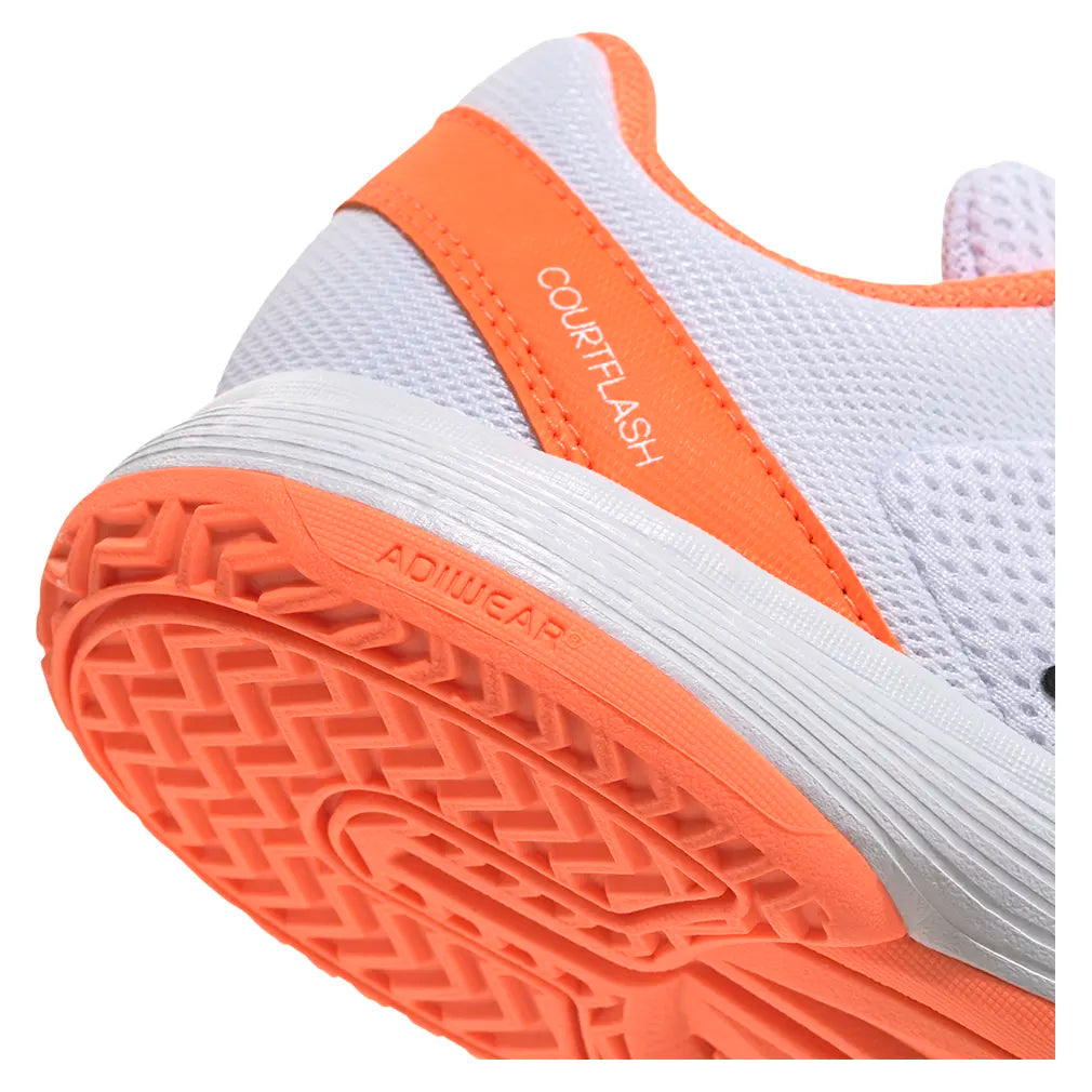 Juniors' Courtflash Tennis Shoes Lucid Orange and Core White