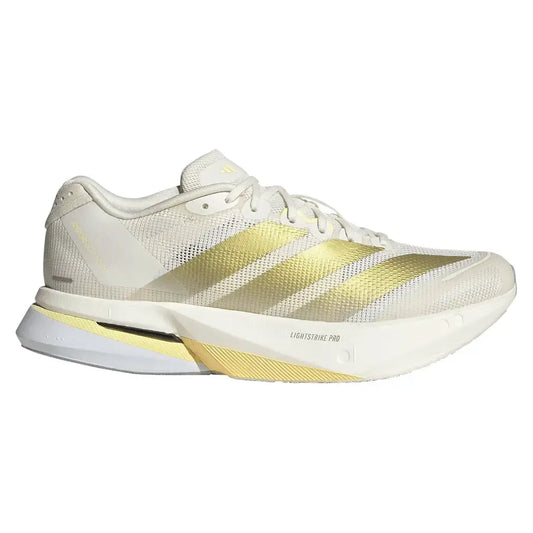 Women's Adizero Boston 13 Running Shoes Chalk White and Metallic Gold