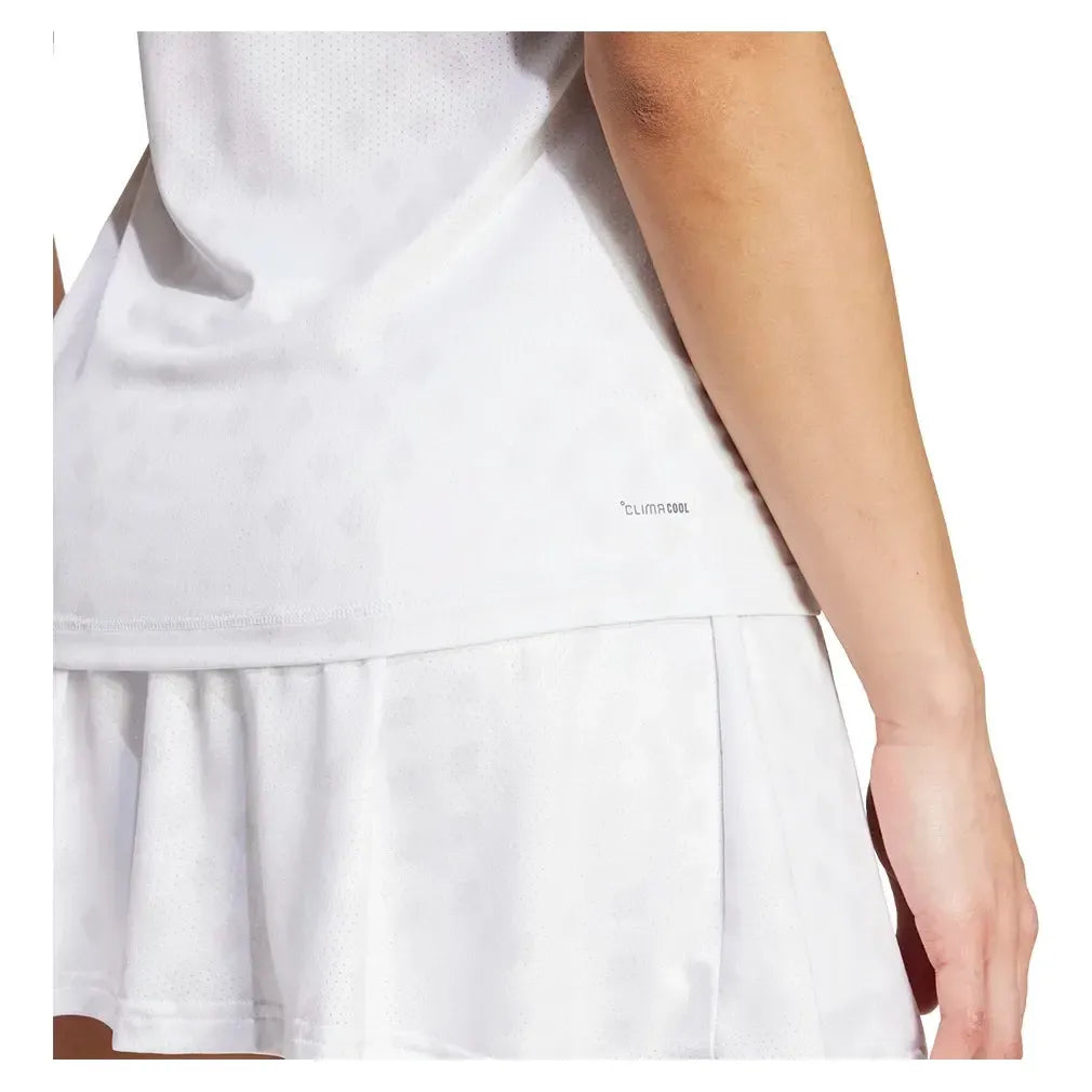 Women's Club Graphic Tennis Tank White and Dash Grey