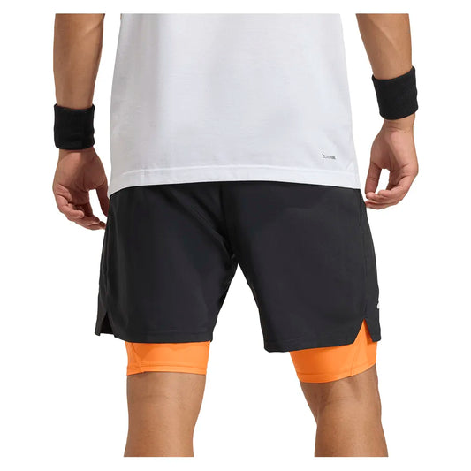 Men's Club 2IN1 7 Inch Tennis Short Black and Pure Orange