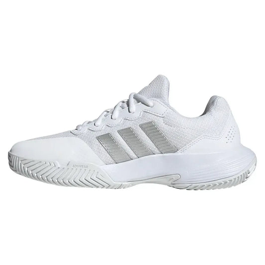 Women's GameCourt 2 Tennis Shoes Core White and Silver Metallic