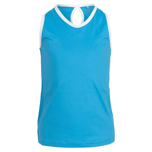Girl's Keyhole Back Tennis Tank Aqua-Apparel-Little Miss Tennis-MOR32-U23-Tennis Express