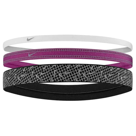 Unisex Mixed Width Reflective Graphic Headbands 3 Pack White and Hot Fuchsia-Accessories-Nike-N1012169-158H24_22ee141c-f921-4aee-ac2e-47cf021d6867-Tennis Express