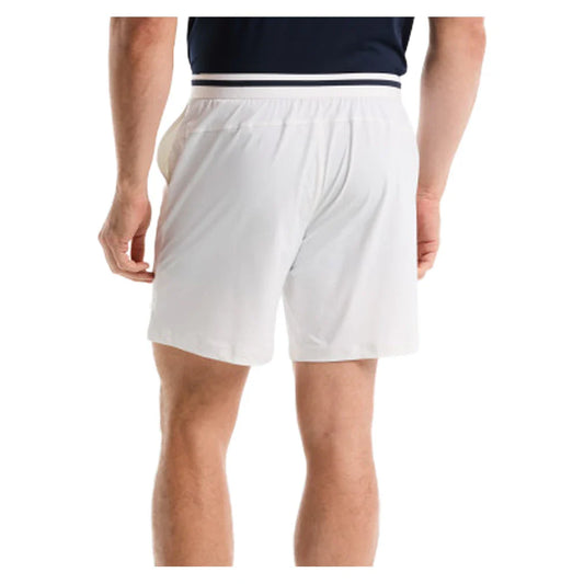 Men's 7 Inch Heritage Waistband Stripe Tennis Shorts Bright White