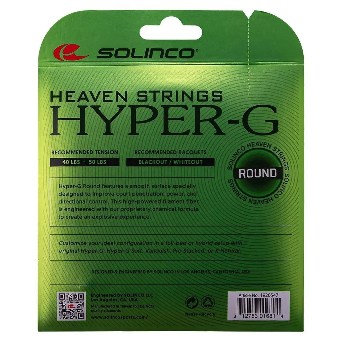 Hyper-G Round Tennis String Hybrid Set