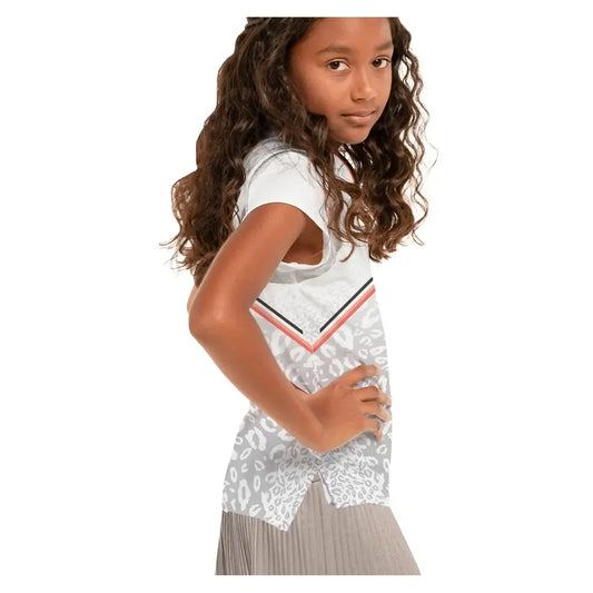 Girls' Wild Cat Short Sleeve Tennis Top White