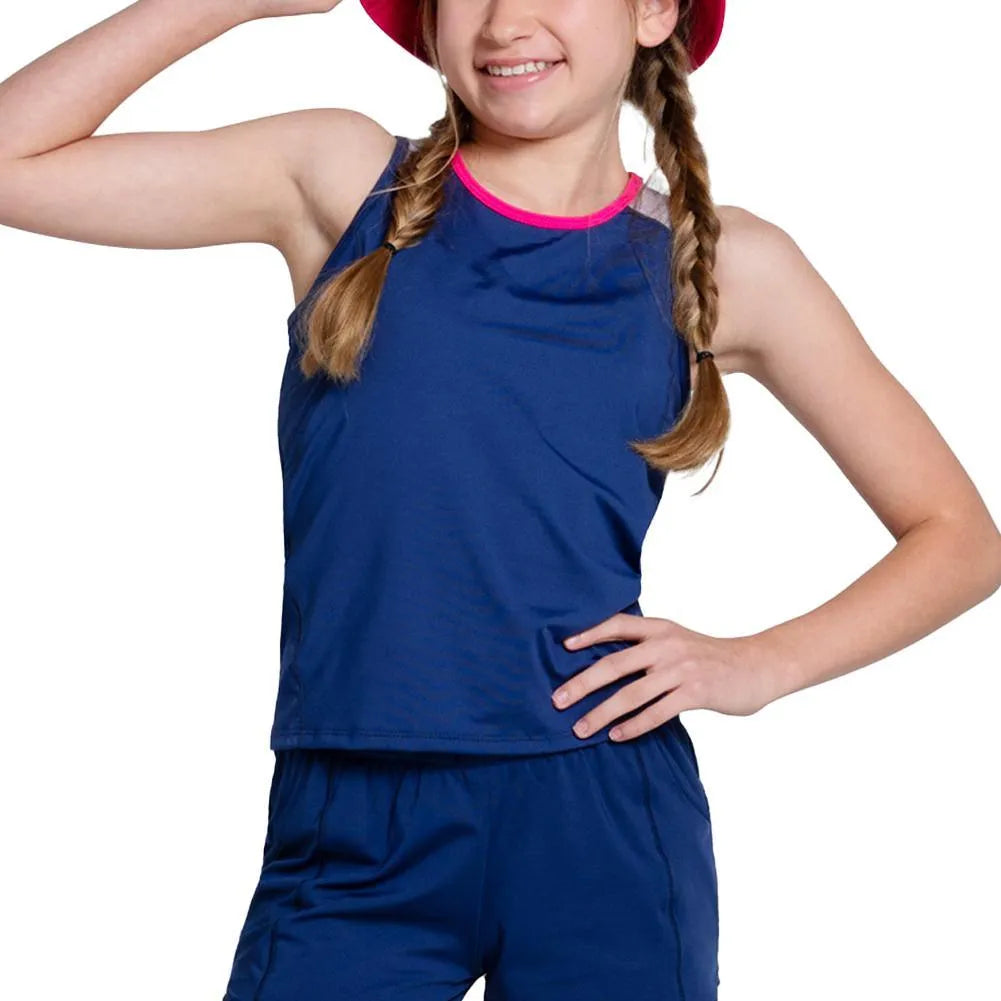 Girls' Shimmer Tennis Tank Blueberry