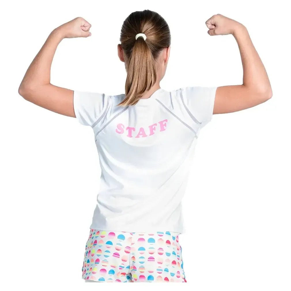 Girls' Retro Sunset Short Sleeve Tennis Top White