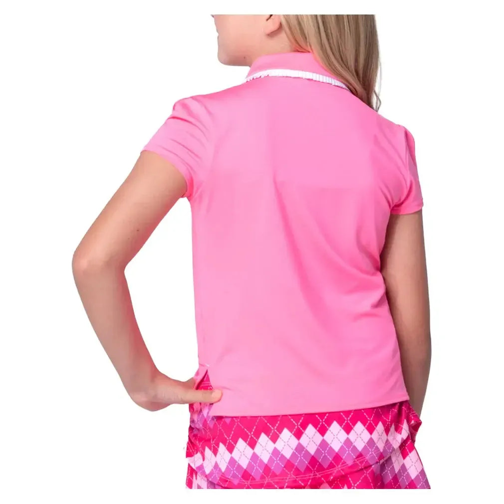 Girls' Pleated Short Sleeve Tennis Polo Pink