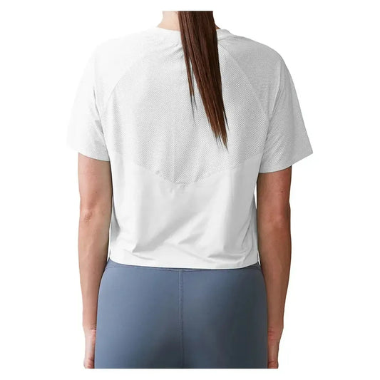 Women's UPF Crop Performance Tennis Tee White