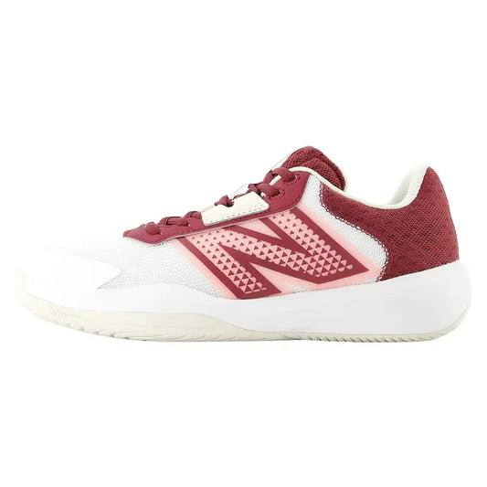 Women's 696v6 D Width Tennis Shoes White and Monarch Burgundy