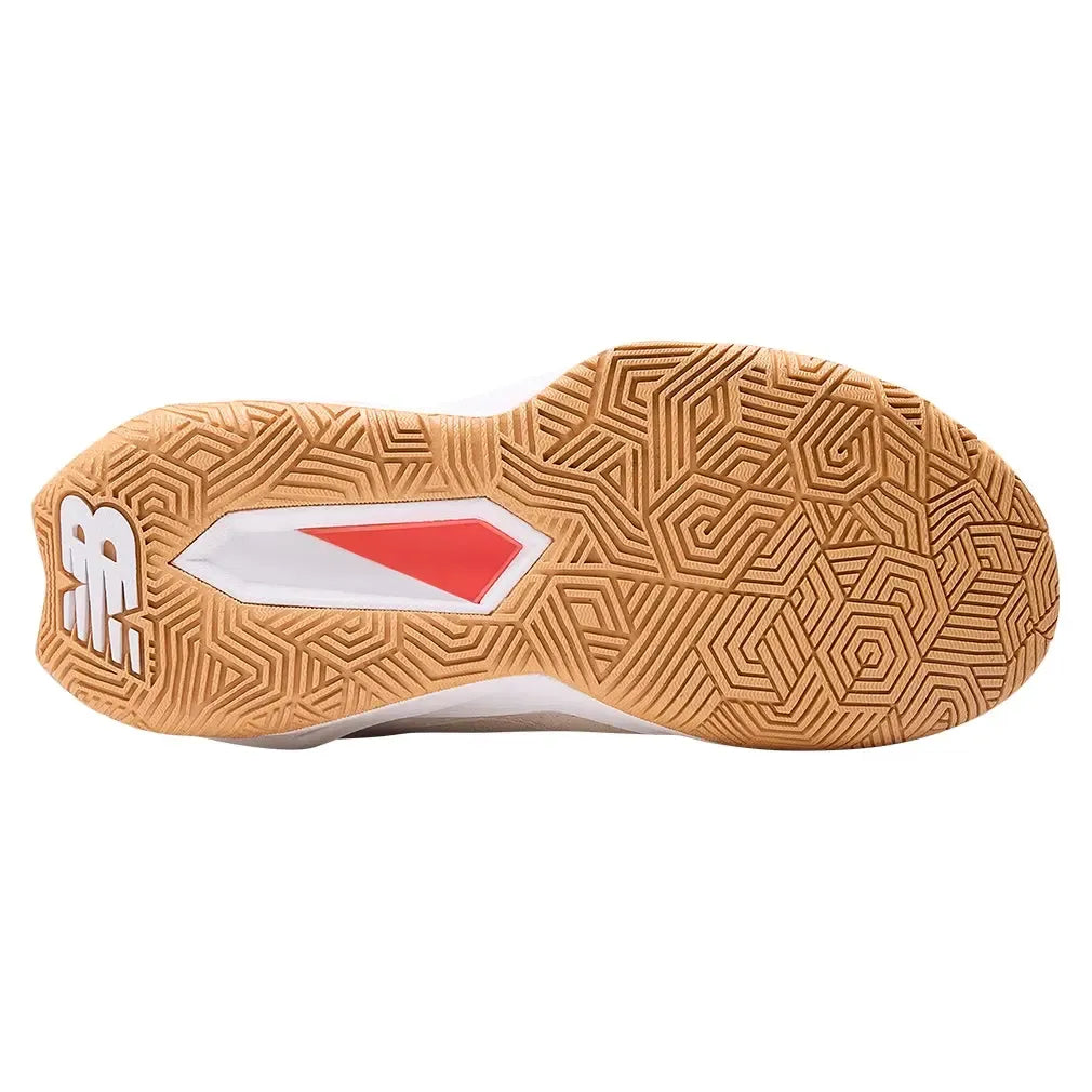 Women's Coco Delray B Width Tennis Shoes Bisque and Urgent Red