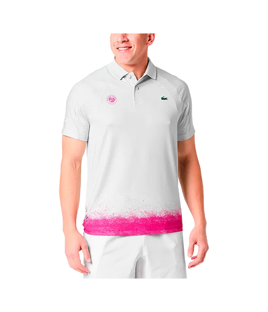 Polo Lacoste Roland Garros Blanco/Rosa 2025