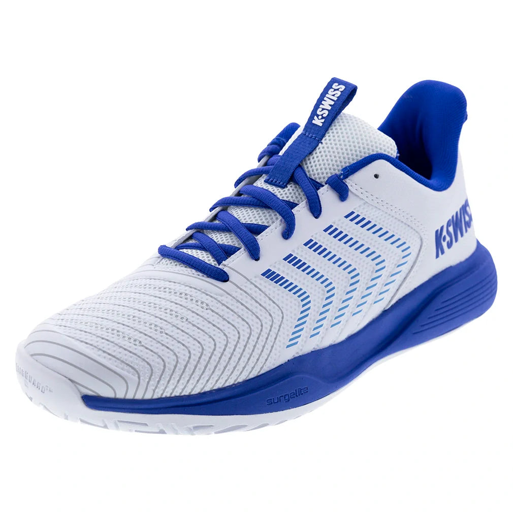 Men's Ultrashot Light Tennis Shoes White and Dazzling Blue-Footwear-K-Swiss-04767-158S26copy-Tennis Express