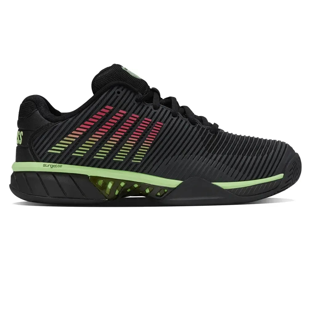 Men's Hypercourt Express 2 2E Width Tennis Shoes Black and Soft Green