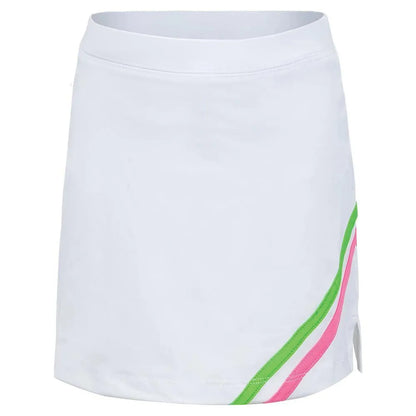 Girls' Chevron Flat Tennis Skort White-Apparel-Little Miss Tennis-102314-DEFAULT-L-Tennis Express