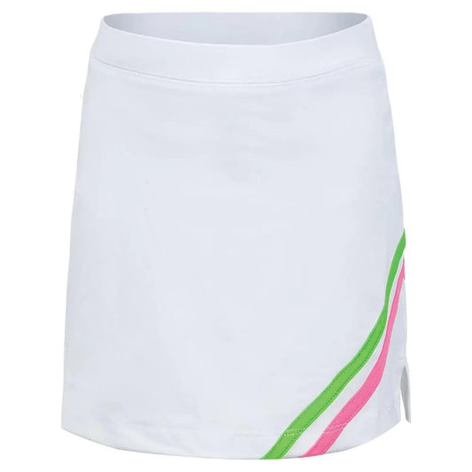 Girls' Chevron Flat Tennis Skort White-Apparel-Little Miss Tennis-102314-DEFAULT-L-Tennis Express