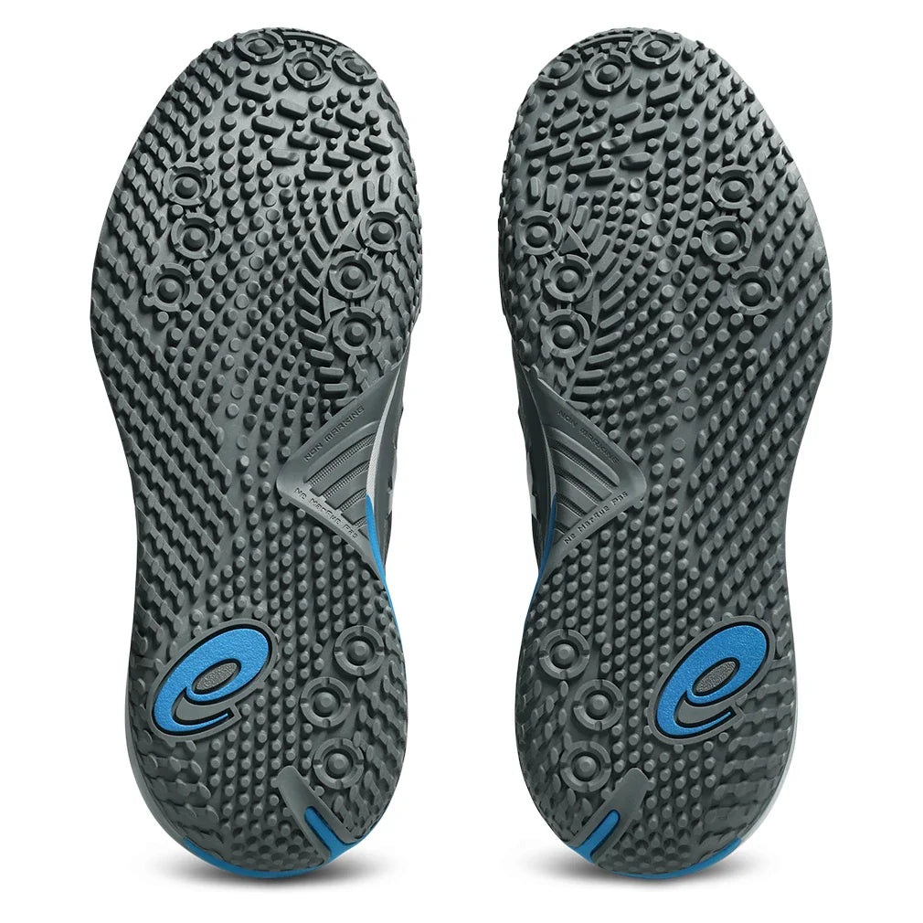 Men's GEL-Resolution X Omnicourt 2E Width Tennis Shoes Steel Grey and Pure Silver