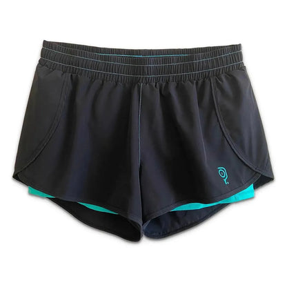 Women's 3 Inch Inseam 2-in-1 Split Pickleball Short-Apparel-Baddle-104968-BLACK-L-Tennis Express