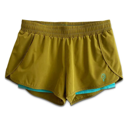 Women's 3 Inch Inseam 2-in-1 Split Pickleball Short-Apparel-Baddle-104968-MOSS-L-Tennis Express
