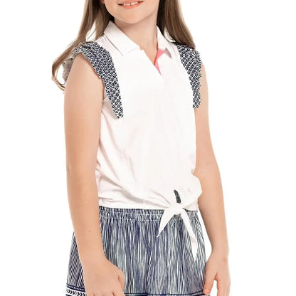 Girls' Bandelier Tie Tennis Polo White-Apparel-Lucky In Love-105590-DEFAULT-L-Tennis Express