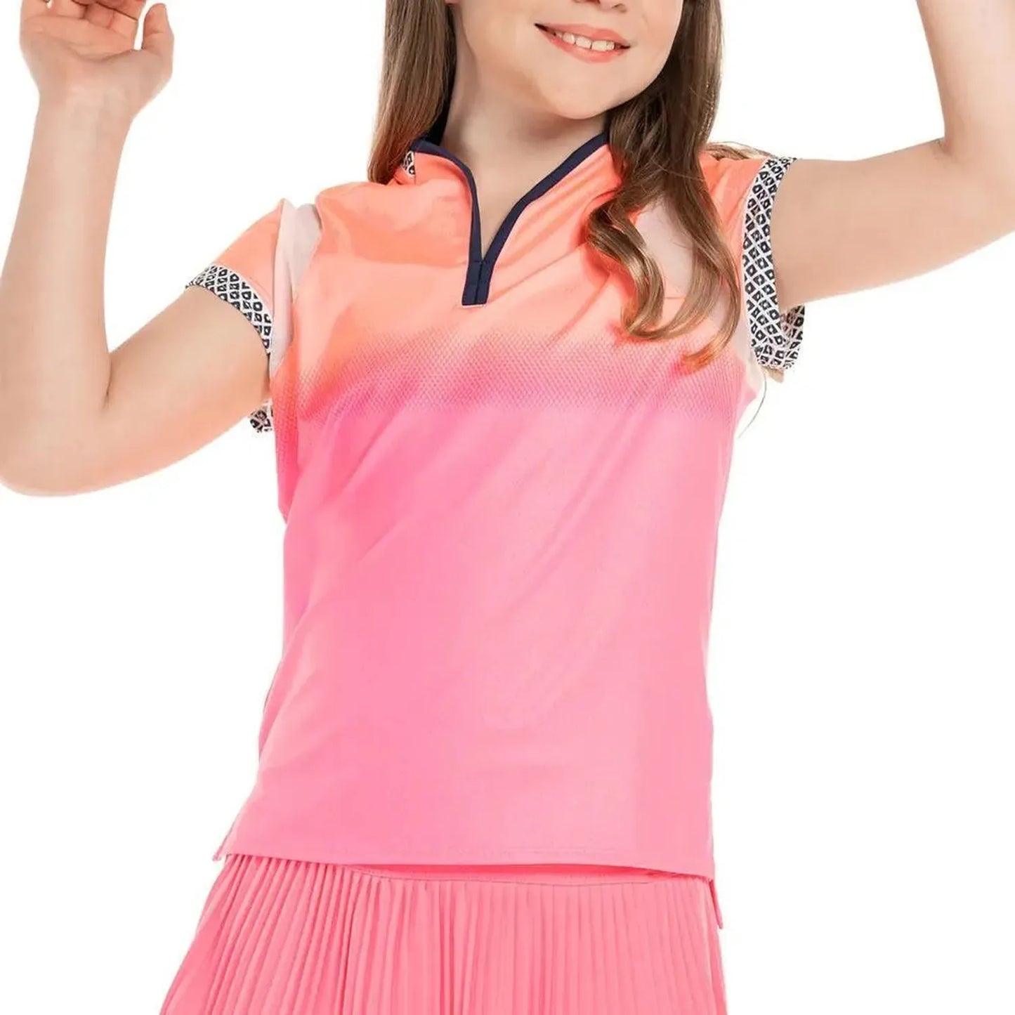 Girls' Summer Glow Short Sleeve Tennis Top Pink-Apparel-Lucky In Love-105592-DEFAULT-L-Tennis Express
